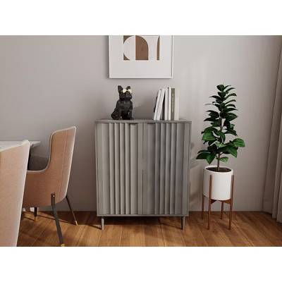 KWPZQEB Modern Kitchen Storage Cabinet, Mid Century Modern Wood Cabinet with 2 Fluted Doors & Shelf for Entryway, Dining Room, Living Room, Gray | Target