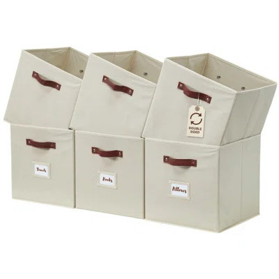 Storage Bins, Cube Storage Bin With Labels, Fabric Storage Cubes For Shelves (10.5" X 11" / 6Pcs, Beige) | Wayfair North America