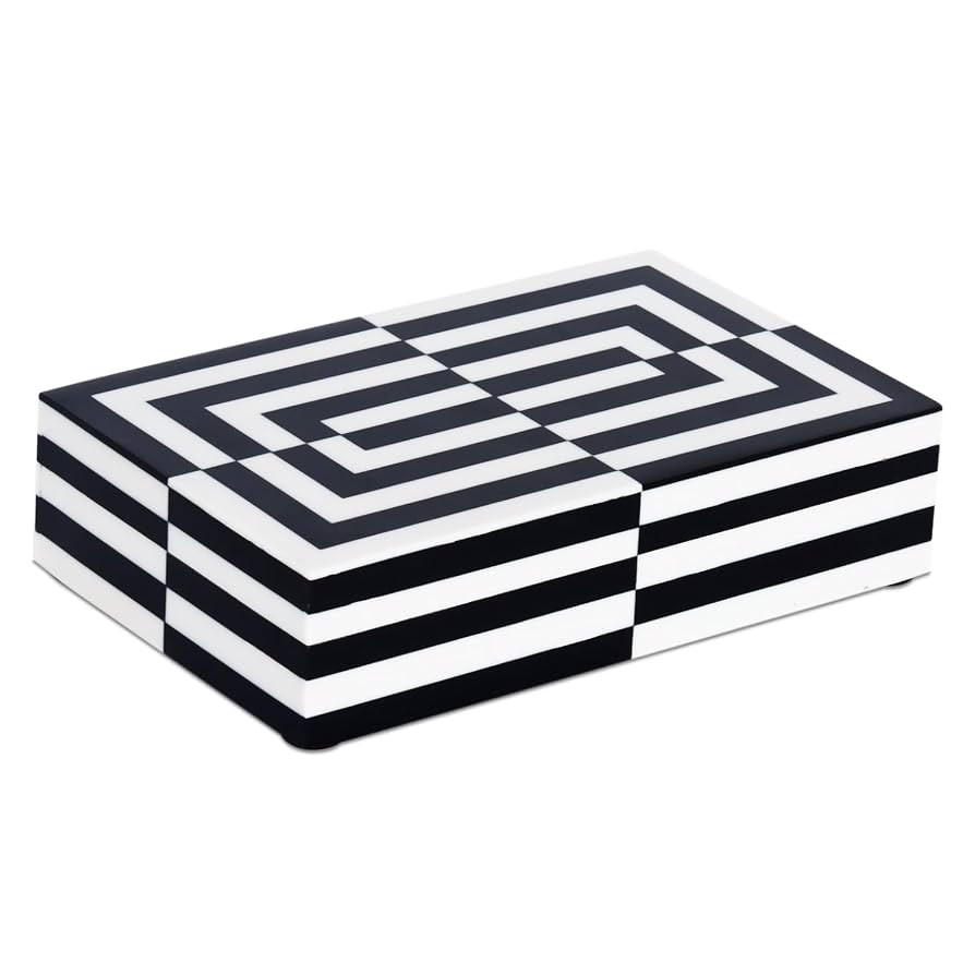 Handicrafts Home Modern Puzzle Slide Decorative Storage Box - Black & White, 8x5x2 Inches | Amazon (US)