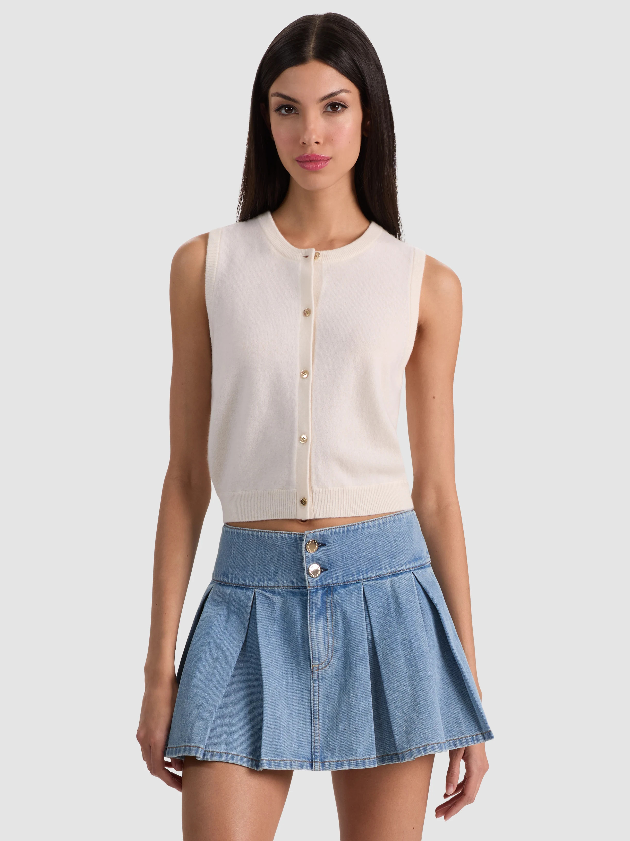 alice + olivia LOLY BUTTON FRONT CASHMERE VEST | Alice + Olivia