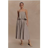 Mae A-Line Midi Skirt - Pebble Brown I MESHKI I Size XXS | MESHKI US