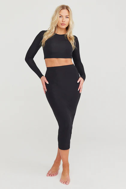 365 BODYCON MIDI SKIRT - SHADOW BLACK | TALA (UK)