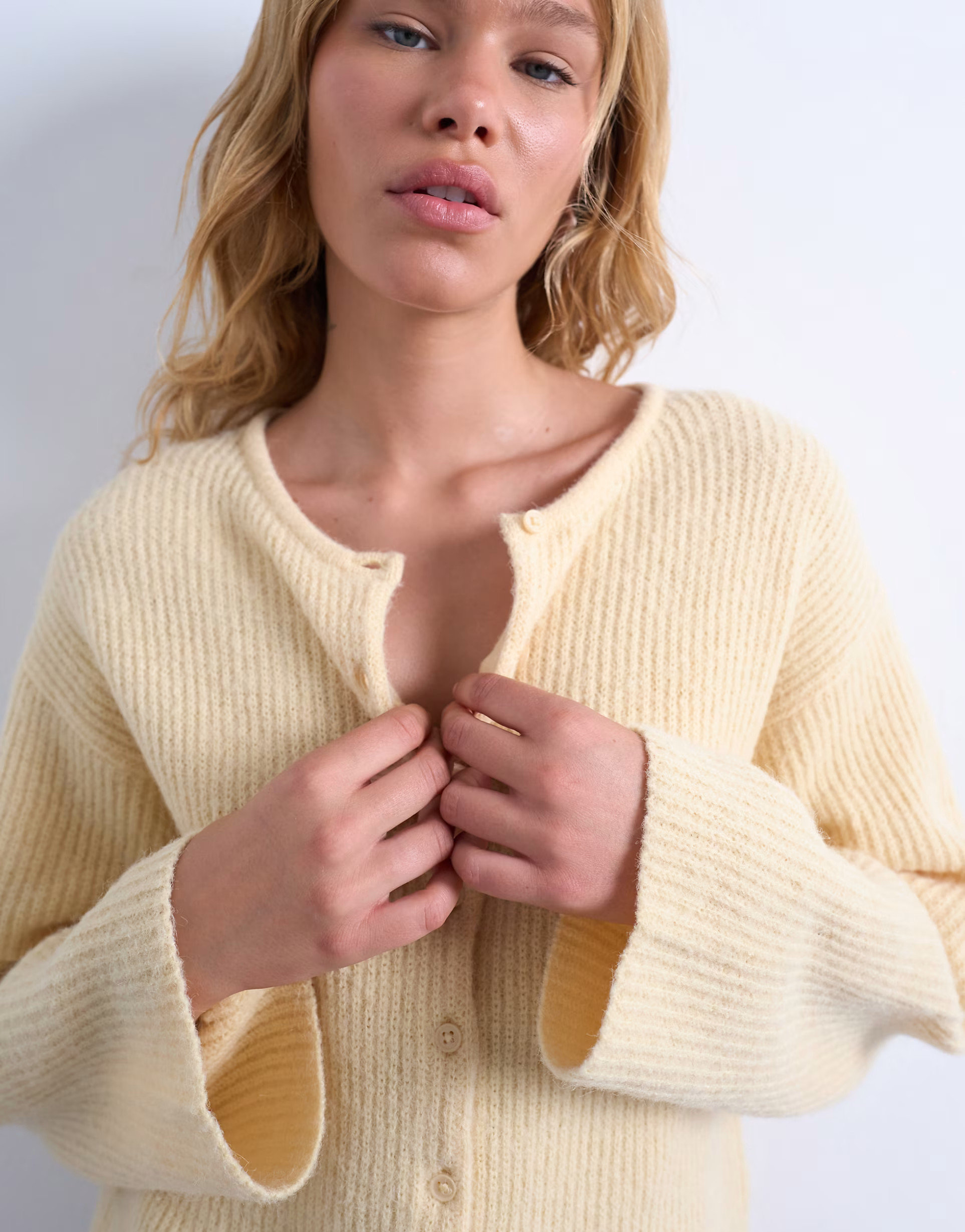 Topshop knitted easy ribbed relaxed cardigan in buttermilk | ASOS (Global)