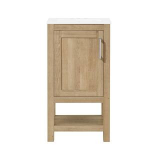 OVE Decors Vegas 18 in. W x 16 in. D x 34.5 in. H Bath Vanity in White Oak with Ceramic Vanity To... | The Home Depot