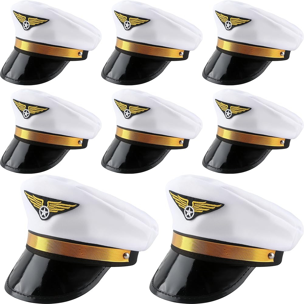 8 Pack Kids Pilot Hats Airplane Captain Hat Airline Pilot Hat for Boys Girls Halloween Party Cost... | Amazon (US)
