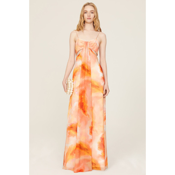 Aidan Aidan Mattox Orange Tie Dye Gown orange-print | Rent the Runway