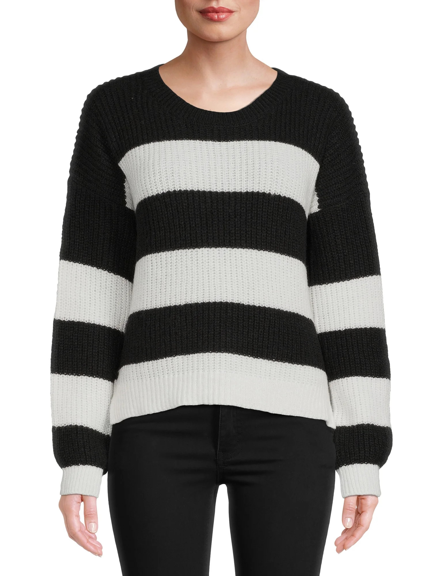 No Boundaries Juniors' Stripe Sweater - Walmart.com | Walmart (US)