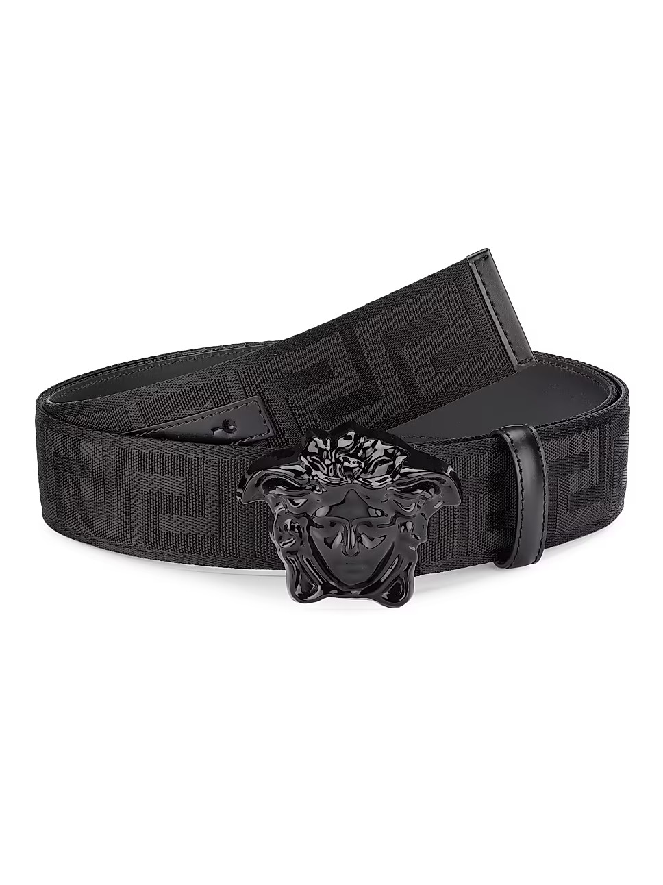 Medusa Buckle Printed Nylon Belt | Saks Fifth Avenue