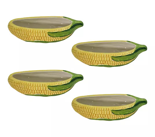 Temp-tations Nostalgic Set of 4 Corn Dishes - QVC.com | QVC
