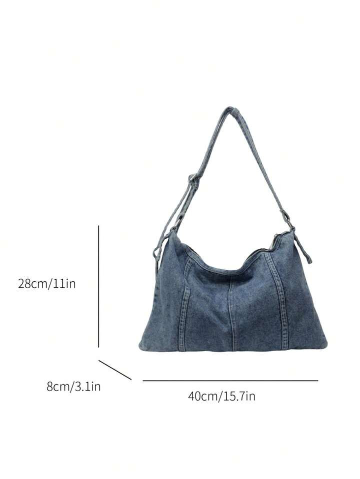 1pc Fashion Striped Patchwork Washed Canvas Crossbody Bag For Women, Suitable For Travel, Outing And Gatherings | SHEIN