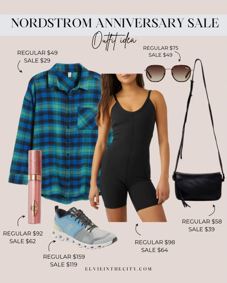 Nordstrom Anniversary outfit idea. 

Free people onesie, flannel, oncloud sneakers, crossbody bag, quay sunglasses 

#LTKstyletip #LTKxNSale #LTKsalealert