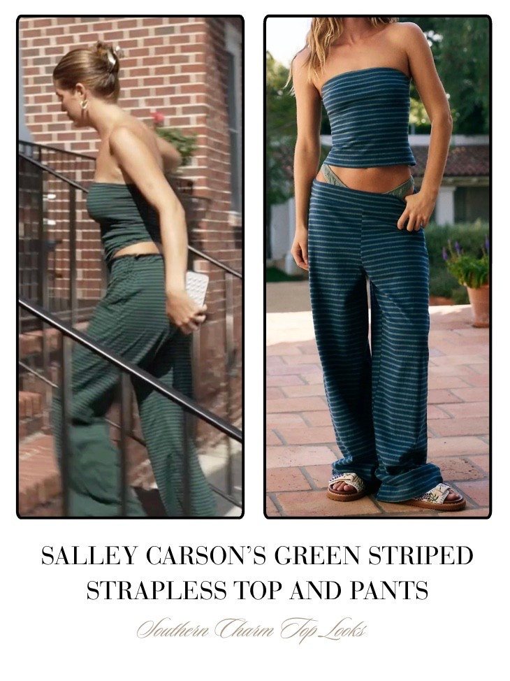 Salley Carson’s Green Striped Strapless Top and Pants 
