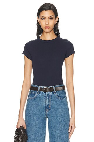 FLORE FLORE Car Baby Tee in Navy - Navy. Size S (also in XS, M, L, XL). | FWRD 