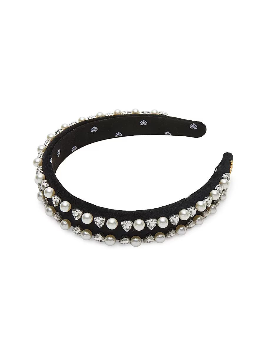 Women's Charlotte Crystal & Imitation Pearl Headband - Jet | Saks Fifth Avenue