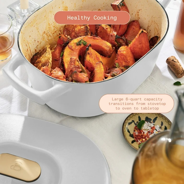 Beautiful 6 Quart Enamel Dutch Oven, White Icing by Drew Barrymore - Walmart.com | Walmart (US)