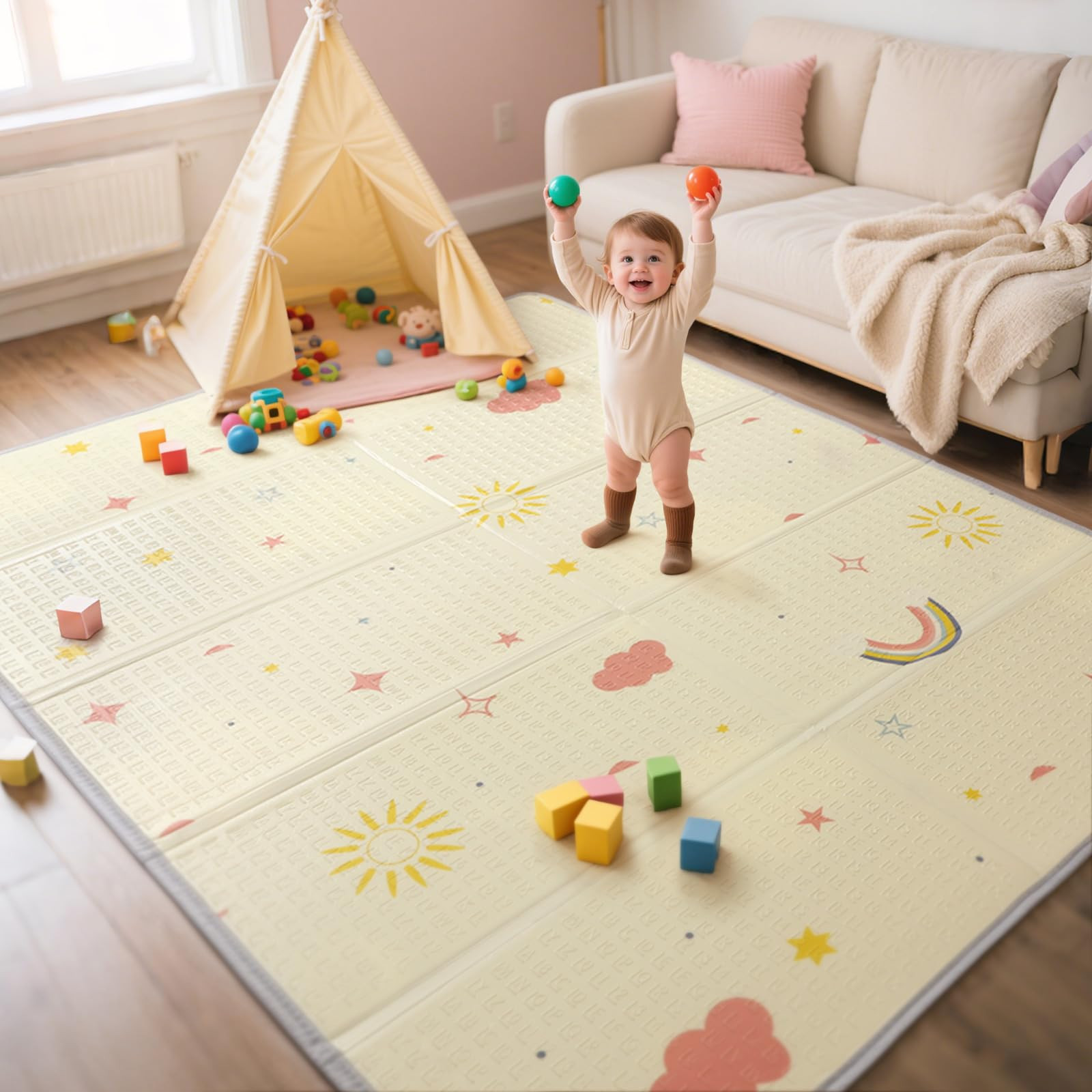 Mallify Extra Large Foldable Play Mat, Reversible Baby Play Mat with Edge Reinforcement, Non-Toxi... | Amazon (US)