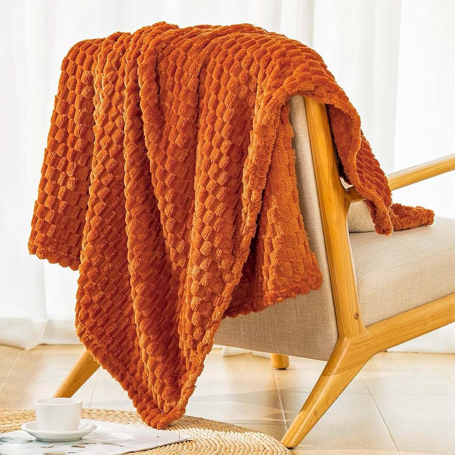 BNuitland Orange Flannel Throw Blanket (50X70 inches), 300 GSM Fleece Cozy Warm Soft Home Decor L... | Amazon (US)