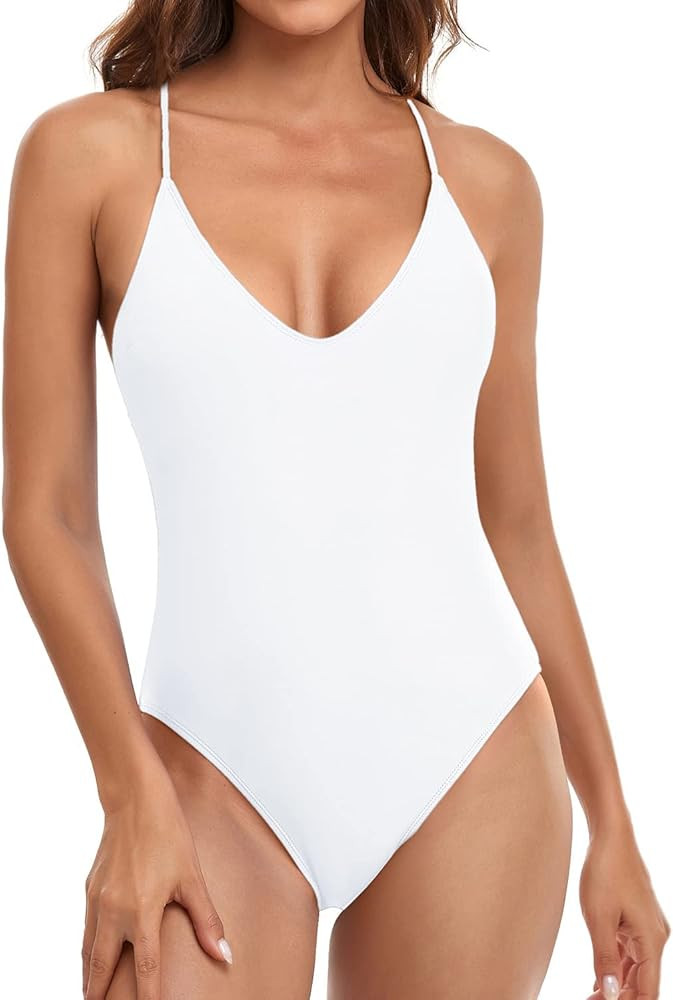 Tempt Me One Piece Swimsuits V Neck Sexy Bathing Suit high Cut Swimwear | Amazon (US)