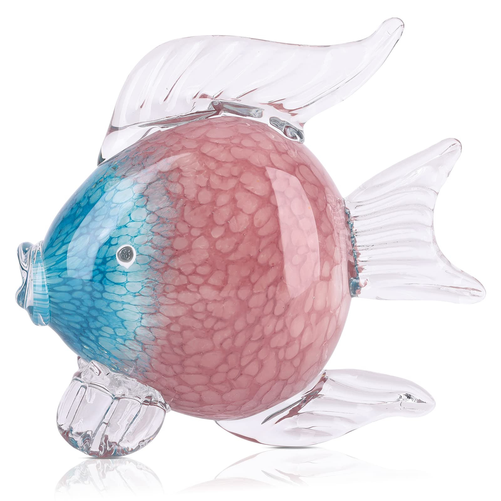 QIANLING Glass Fish Figurines - Coastal Home Decor, Modern Ocean Centerpieces for Living Room, Di... | Amazon (US)