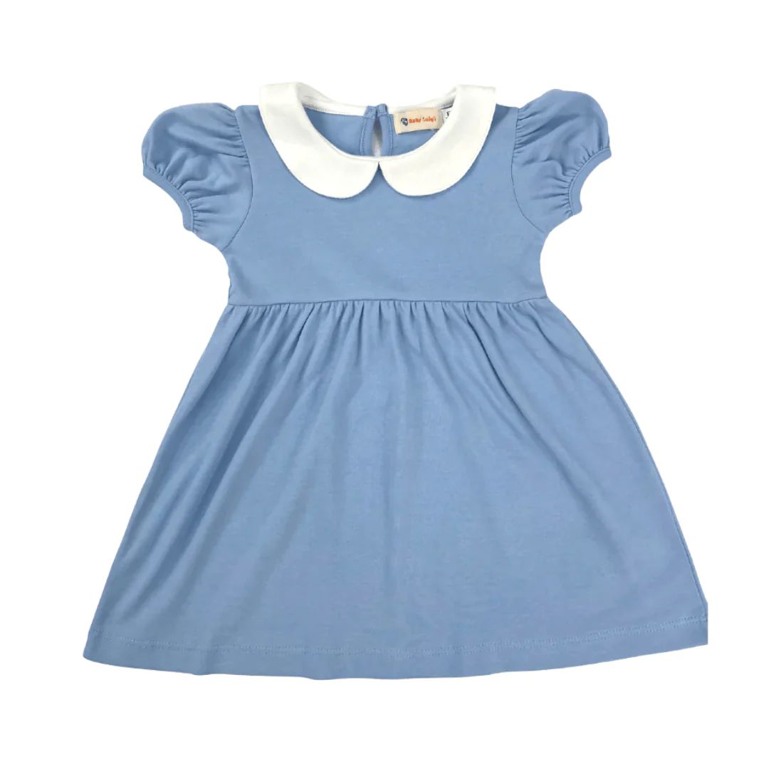 short sleeve peter pan collar dress in sky blue | Ellifox