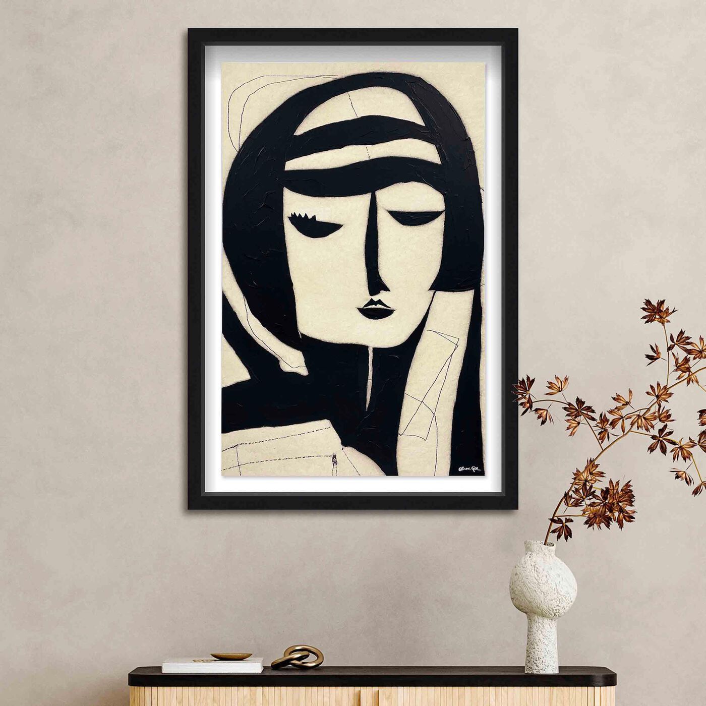 Woman In Thought - With Hand-Applied Acrylic Paint | People and Portraits Wall Art by The Oliver ... | Oliver Gal