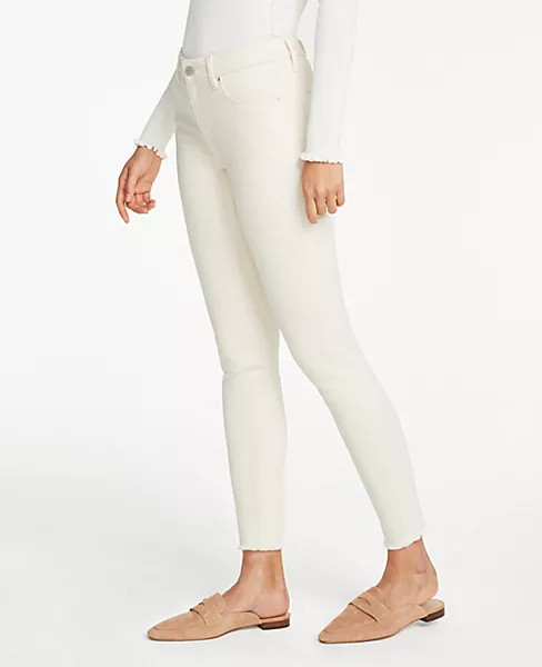 Frayed Hem Performance Stretch Skinny Jeans | Ann Taylor (US)