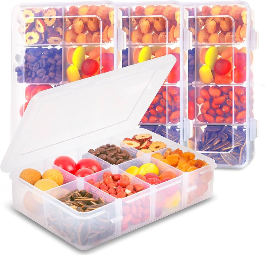 AQSXO 16 Pcs Snack Box Container, 8 Compartments Snack Containers Reusable Meal Prep Lunch Contai... | Amazon (US)