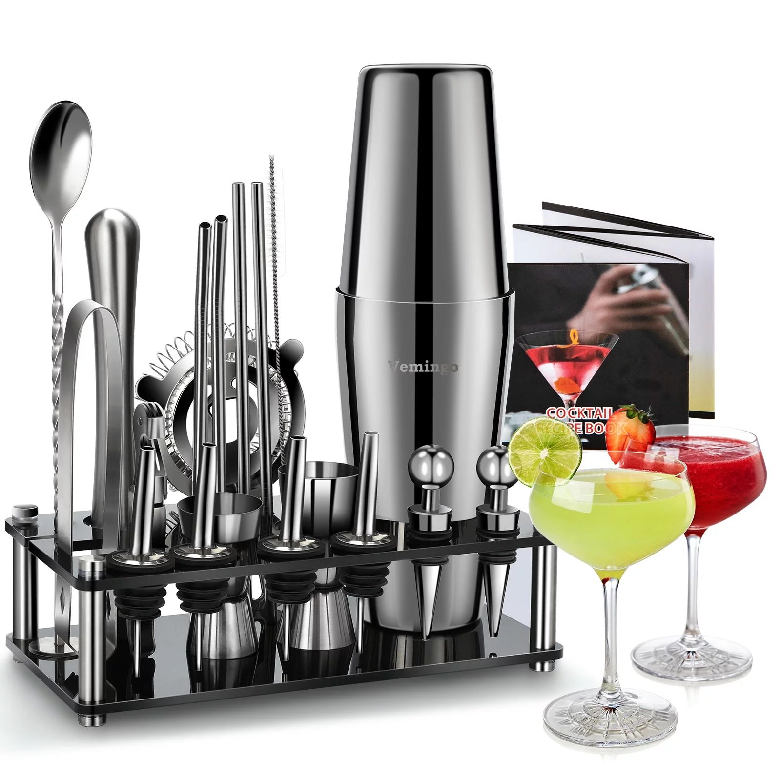 Cocktail Shaker Set, Vemingo 20 Pieces 750ml Professional Stainless Steel Cocktail Shaker with Bo... | Walmart (US)