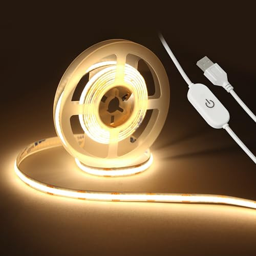 LED Strip Lights, COB Touch Dimmable 5V USB 3000K Warm White (6.56ft/2m) | Amazon (US)