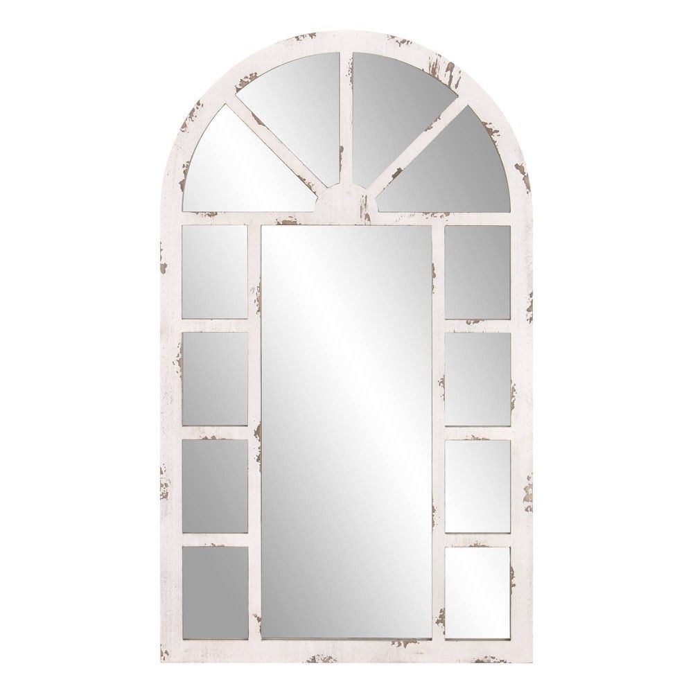 24"" x 40"" Arch Windowpane Decorative Wall Mirror Off White - Patton Wall Decor | Target
