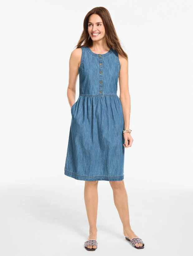 Sleeveless Denim Mini Dress - Palermo Wash | Talbots