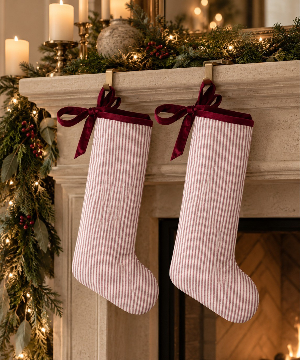 Classic stripes and burgundy bows 🎄 These My Texas House stockings from Walmart add such a charming touch to a cozy Christmas mantel.#WalmartFinds #MyTexasHouse #ChristmasStockings #ChristmasDecor

#LTKSeasonal #LTKHome