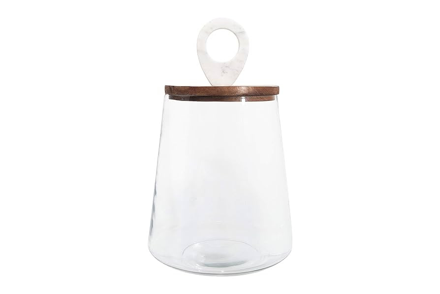 Bloomingville Large Clear Glass Jar with Mango Wood & Marble Lid | Amazon (US)