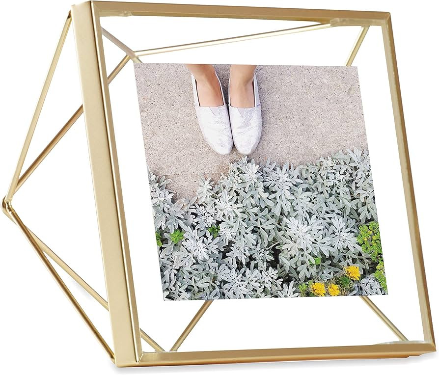 Umbra Prisma 4x4 Picture Frame for Desktop or Wall, Holds One, 4 by 4-Inch, Brass | Amazon (US)