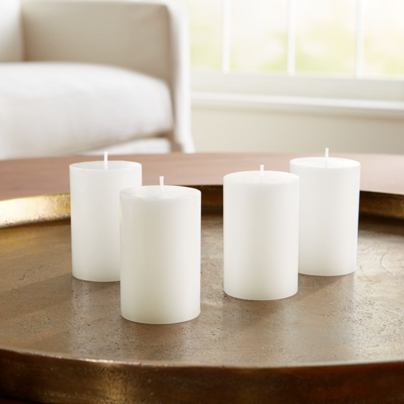 2"x3" White Pillar Candles, Set of 4 + Reviews | Crate & Barrel | Crate & Barrel