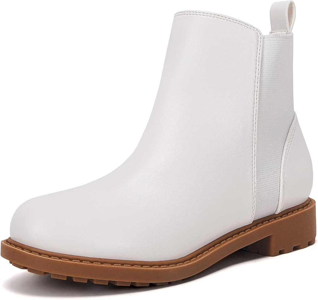 LAICIGO Girl's Lug Sole Ankle Boots Chunky Heel Platform Round Toe Slip On Chelsea Booties | Amazon (US)