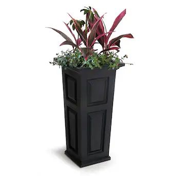 Mayne 15.6-in W x 32-in H Black Resin Traditional Outdoor Planter | Lowe's