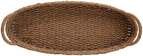 Creative Co-Op Decorative Oval Woven Seagrass Handles Tray, Brown | Amazon (US)