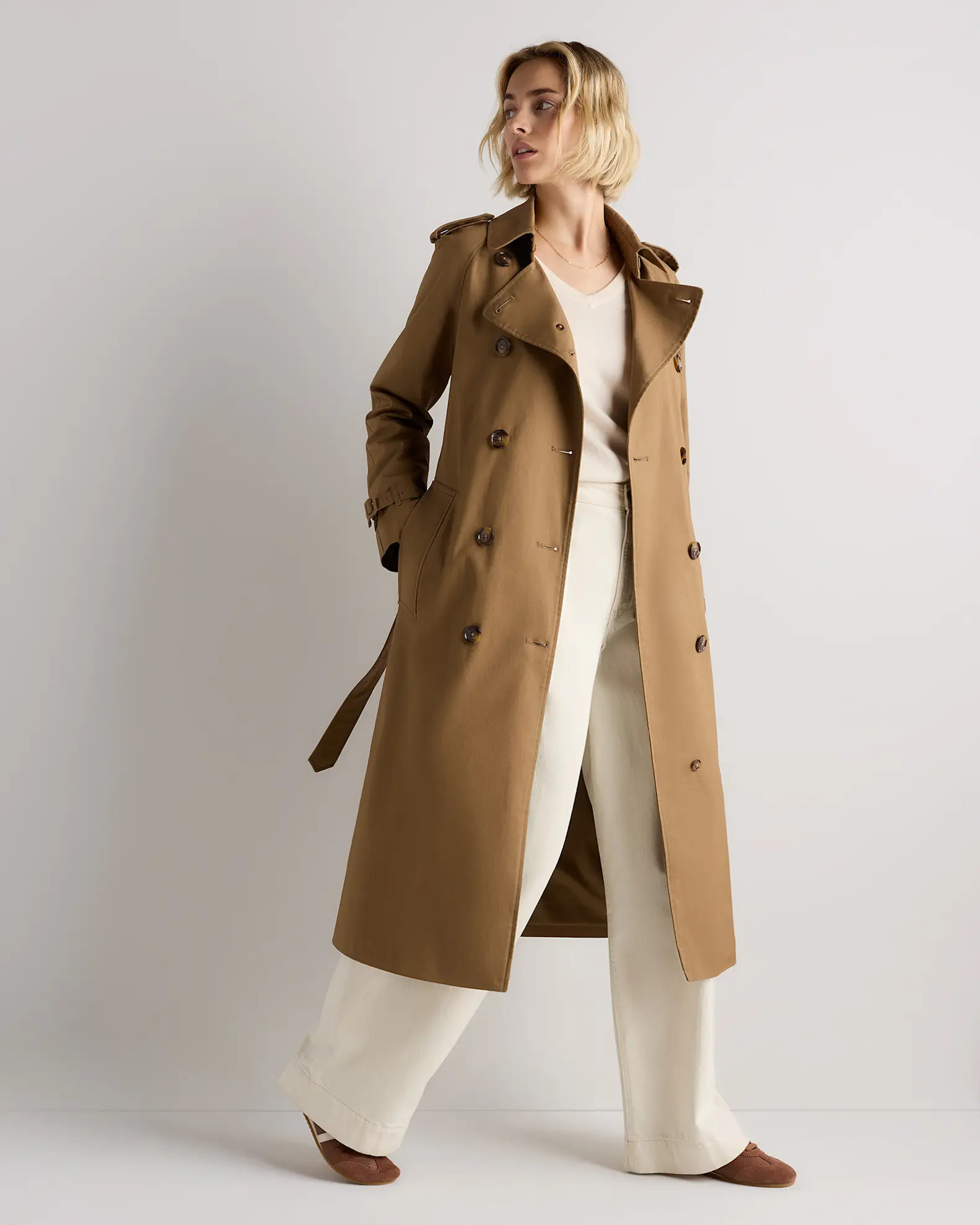 Comfort Stretch Long Trench Coat | Quince