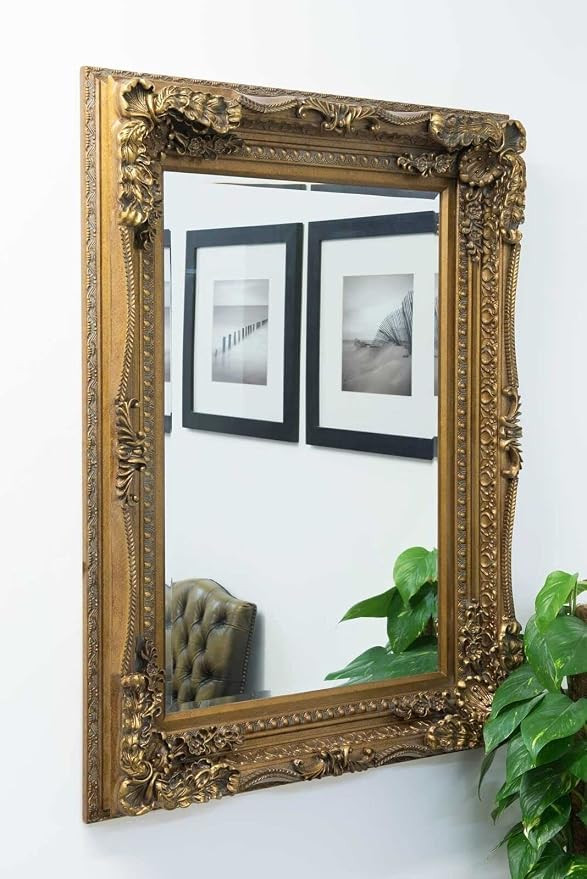 Full Body Mirror Extra Large Mirror Wall Gold Full Length Vintage Wood 4Ft X 3Ft 122 X 92cm Dress... | Amazon (US)