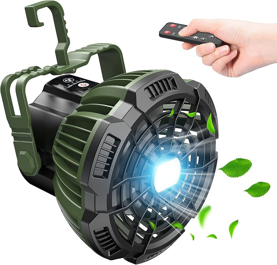 Camping Fan with LED Lantern, 7800mAh Rechargeable Portable Tent Fan with Remote Control, Power B... | Amazon (US)