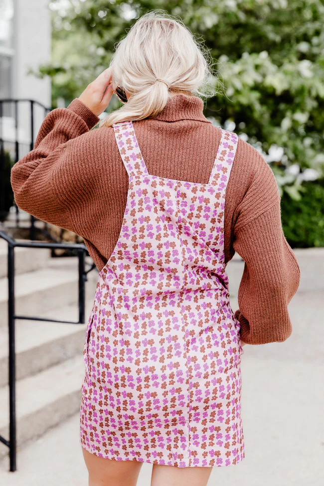 Keep On Wishing Pink Multi Daisy Printed Corded Overall Dress | Pink Lily