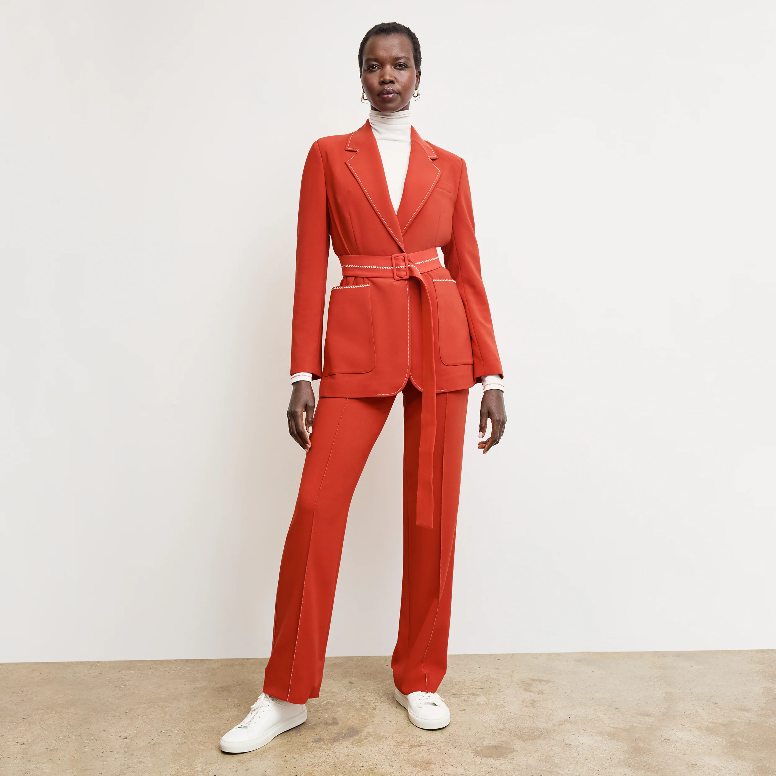 Athena Jetset Blazer - Everyday Crepe with Topstitch :: Ginger | MM LaFleur