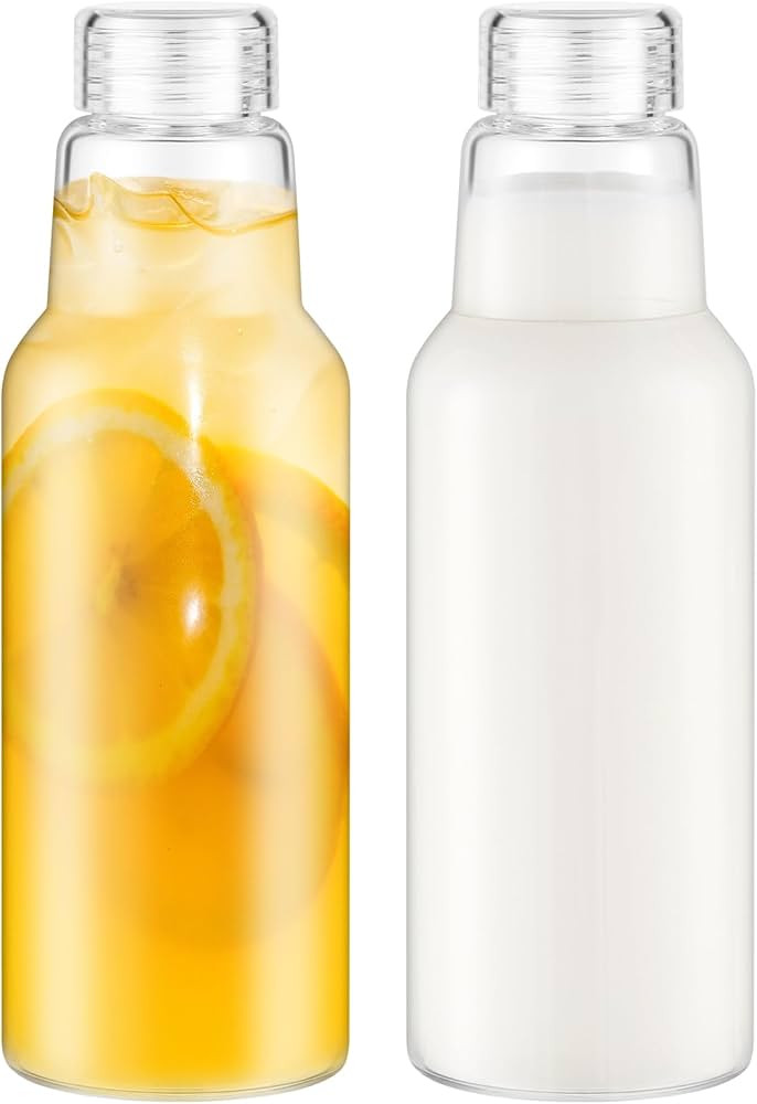 CWHHRN 34 Oz Glass Juice Bottles with Lids, Glass Bottles, BPA Free, Borosilicate Glass for Juici... | Amazon (US)