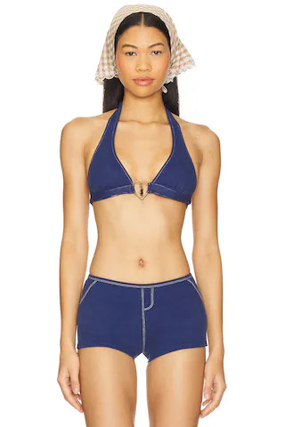 Frankies Bikinis x Bella Hadid Frank Bikini Top in Summer Denim from Revolve.com | Revolve Clothing (Global)