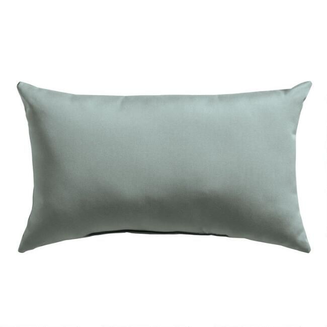 Sunbrella Spa Green Canvas Outdoor Lumbar Pillow | World Market