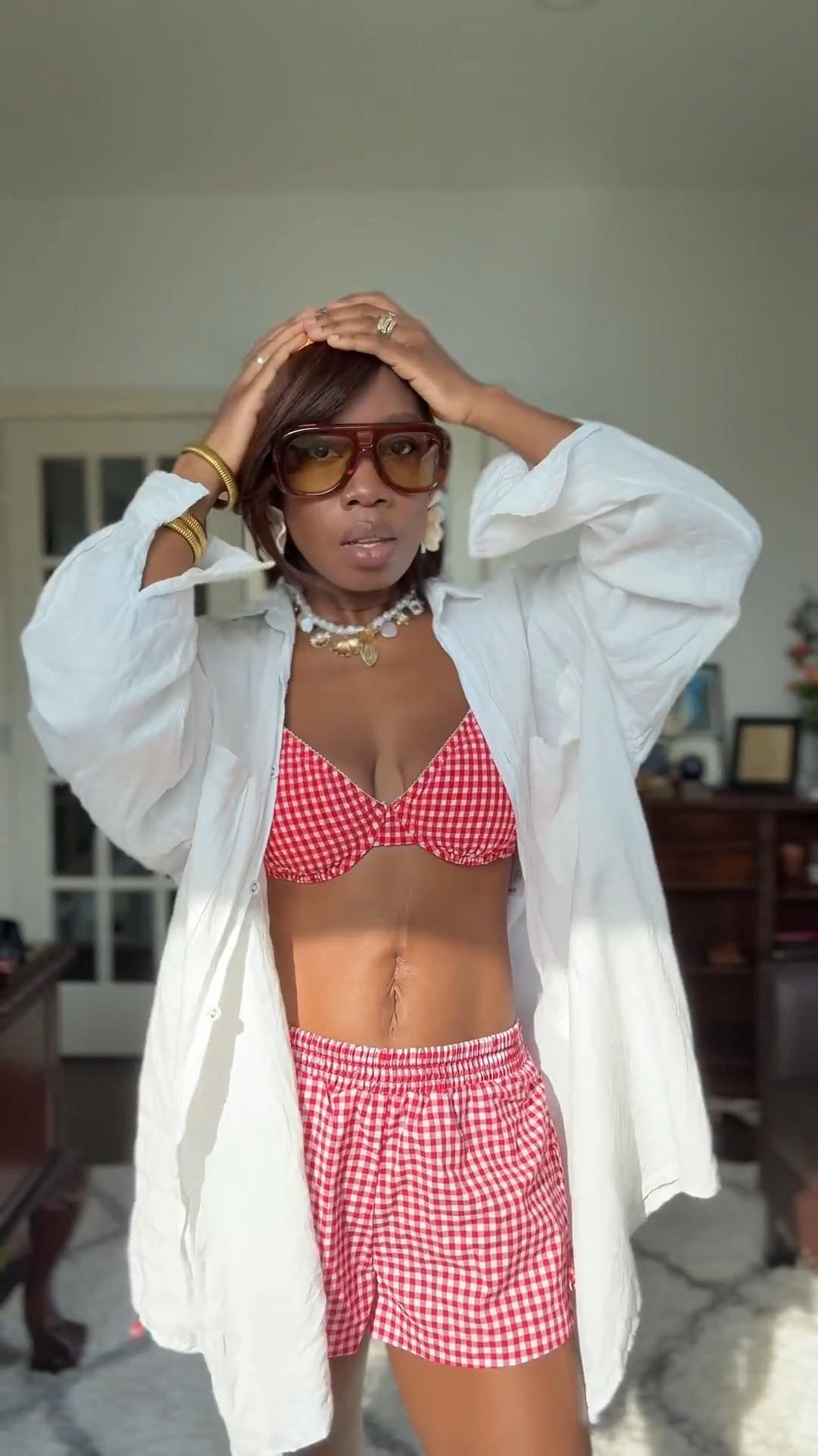 Love this retro red checkered swimsuit vacation look. 

#LTKStyleTip #LTKFindsUnder50 #LTKFindsUnder100