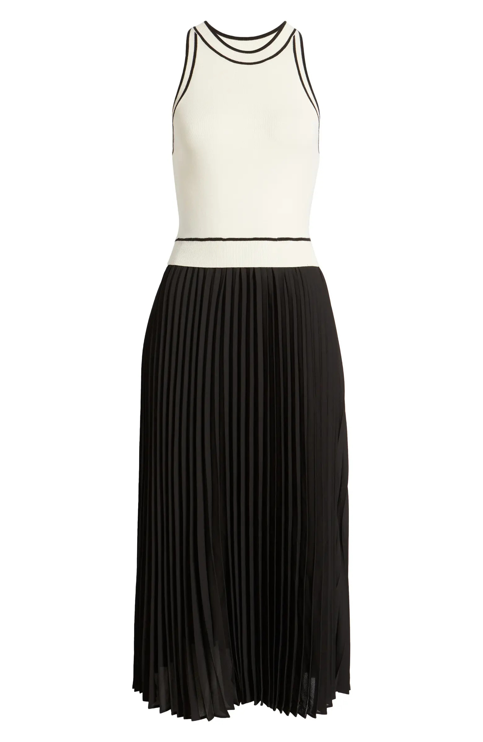 ZOE AND CLAIRE Pleated Skirt Mixed Media Midi Dress | Nordstrom | Nordstrom