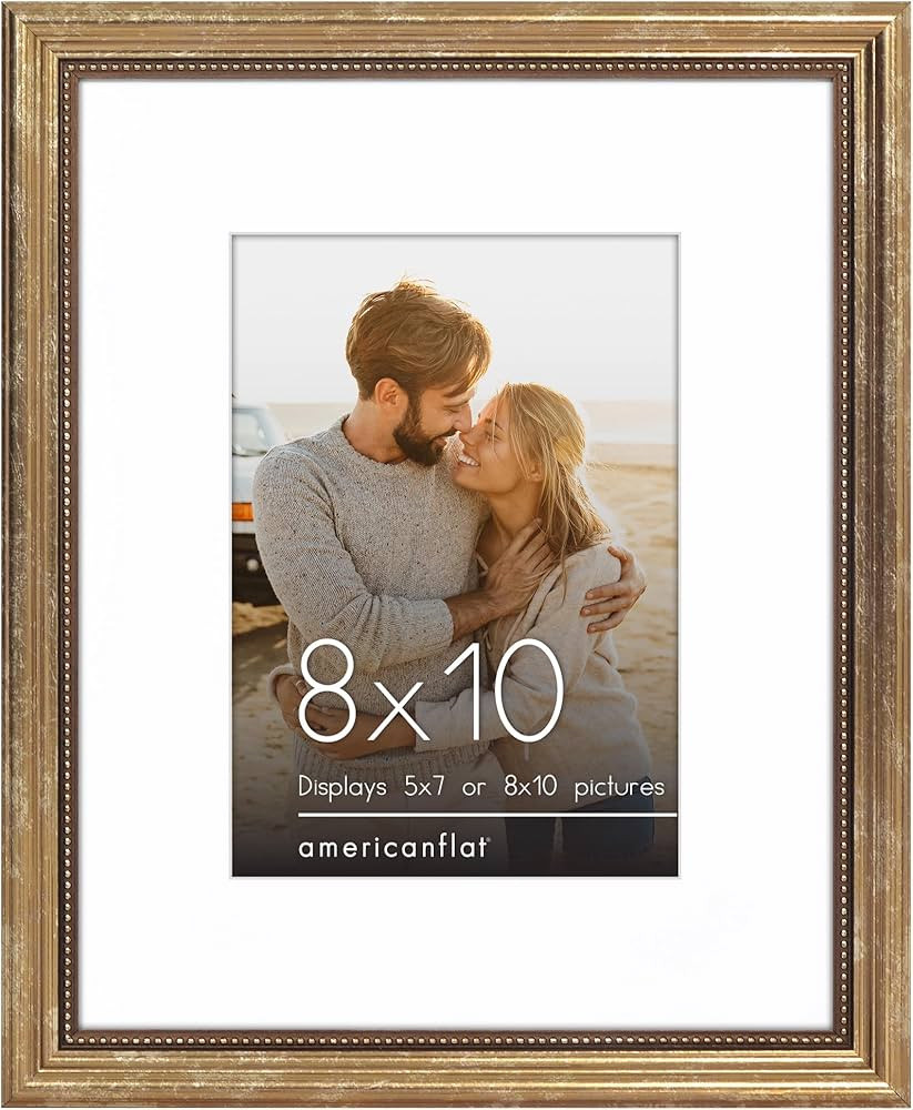 Americanflat Vintage Frames - 8x10 Picture Frame with Beaded Accents and Shatter-Resistant Glass ... | Amazon (US)