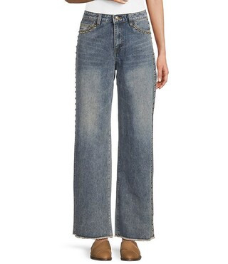 C&V Chelsea & Violet Full Length Stud Jeans | Dillard's | Dillard's